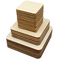Cuadrados de madera en blanco sin terminar de 42 piezas- 3 tamaños- piezas de madera para proyectos de manualidades…